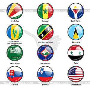 Set circle icon Flags of world sovereign states. - vector image