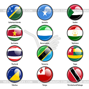Набор иконок круг Флаги мира суверенных государств. - клипарт в векторном виде