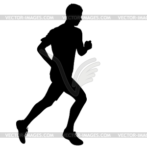 Running black silhouettes.  - vector clipart