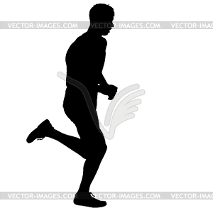 Running black silhouettes.  - vector clipart