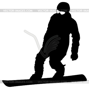 Black silhouette snowboarder. illust - royalty-free vector clipart