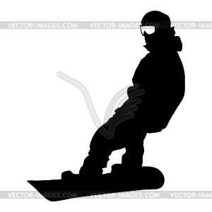 Black silhouette snowboarder. illust - vector clipart