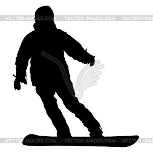 Black silhouette snowboarder. illust - vector image