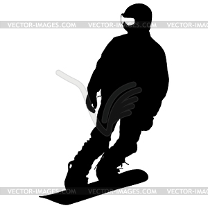 Black silhouette snowboarder. illust - vector clipart