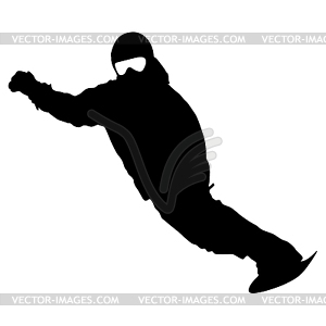 Black silhouette snowboarder. illust - vector clip art