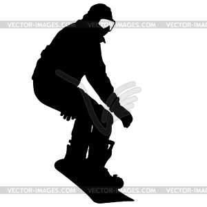 Black silhouette snowboarder. illust - vector image