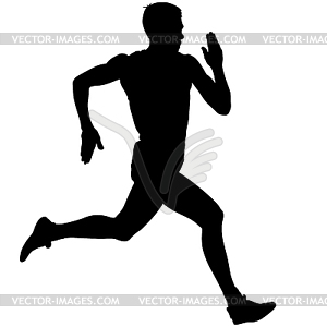Athlete on running race, silhouettes. - vector image