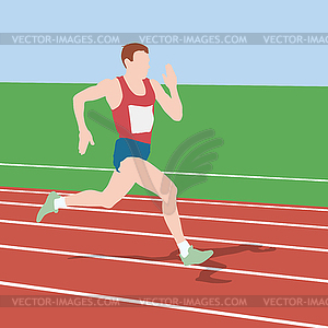 Athlete on running race, silhouettes.  - vector clipart