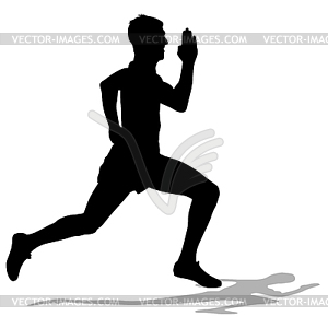 Athlete on running race, silhouettes.  - vector image