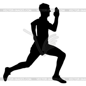 Athlete on running race, silhouettes.  - vector clipart