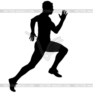 Спортсмен на соревнованиях по бегу, силуэты. - клипарт в векторном формате