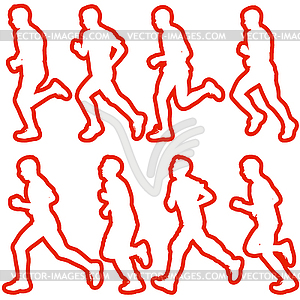 Set of silhouettes. Runners on sprint, men.  - vector clip art