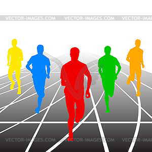 Set of silhouettes. Runners on sprint, men.  - royalty-free vector clipart