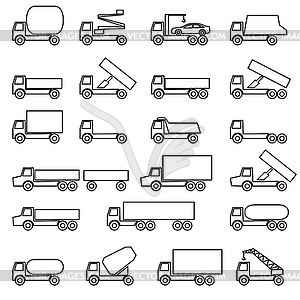 Set of icons - transportation symbols. Black . Ve - vector clipart