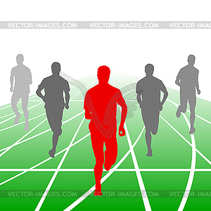 Set of silhouettes. Runners on sprint, men.  - vector image