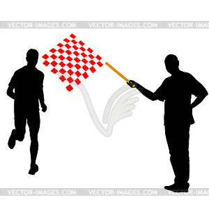 Running black silhouettes.  - vector clip art