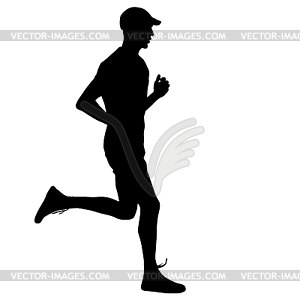 Running black silhouettes.  - vector image