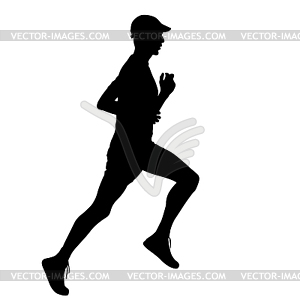 Running black silhouettes.  - vector clipart