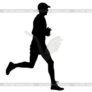 Running black silhouettes.  - vector image