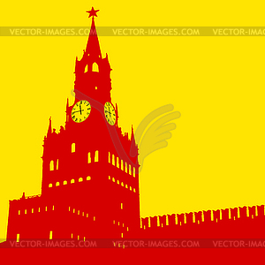 Moscow, Russia, Kremlin Spasskaya Tower with - vector clip art