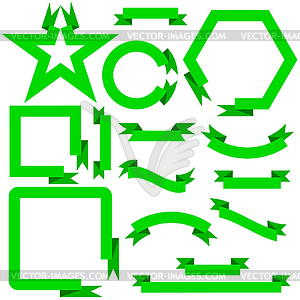 Установите зеленые ленточки и баннеры, - изображение в векторном виде