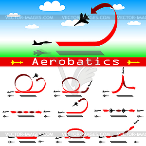 Aerobatics airplane on blue sky background.  - vector clipart