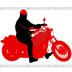 Black silhouettes Motocross rider on motorcycle. - vector image