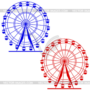 Silhouette atraktsion colorful ferris wheel. - royalty-free vector image