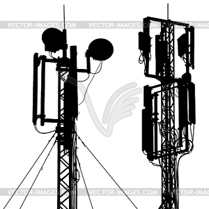 Silhouette mast antenna mobile communications. - vector clip art