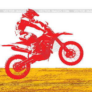 Rider participates motocross championship. Vector illustration.Rider