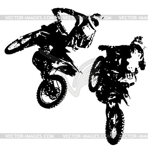 Rider participates motocross championship.  - white & black vector clipart