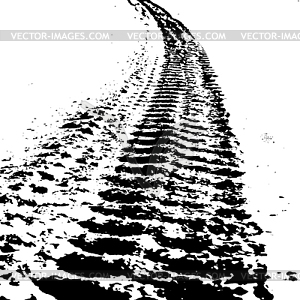 Grunge background with black tire track.  - vector image