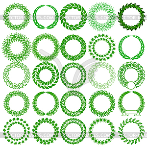 Set green laurel wreath. illustr - vector image