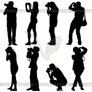 Cameraman with video camera. Silhouettes. Ve - vector clipart
