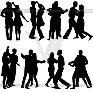 Black silhouettes Dancing. illustrati - vector image