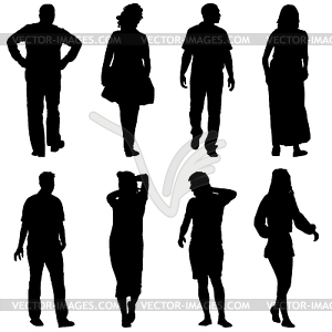 Black silhouettes of beautiful man and woman - vector clipart