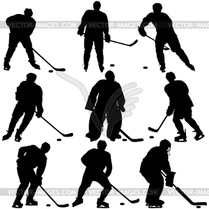 Set of silhouettes hockey player.  - vector clip art