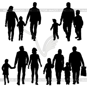 Set silhouette of happy family.  - vector clipart