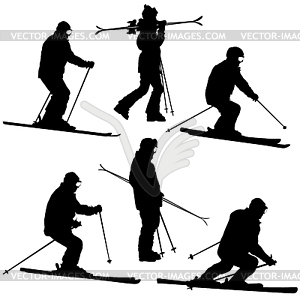 Set mountain skier speeding down slope. sport - vector image