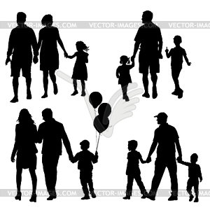 Set silhouette of happy family.  - stock vector clipart