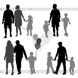 Set silhouette of happy family.  - vector clip art