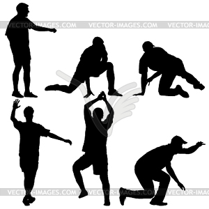 Set black silhouettes man - vector image