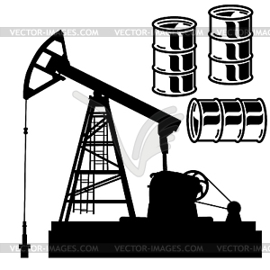 График баррель нефти с красной стрелкой, направленной вниз. - векторный клипарт Royalty-Free