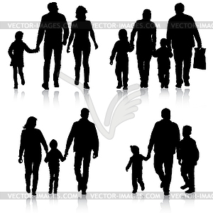 Set silhouette of happy family.  - vector clip art