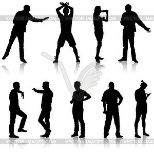 Black silhouettes of beautiful man and woman - royalty-free vector clipart