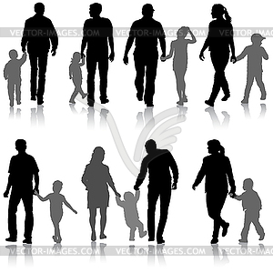 Set silhouette of happy family - royalty-free vector clipart