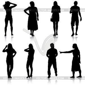 Black silhouettes of beautiful man and woman - vector clipart