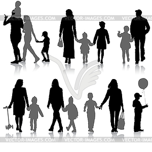 Set silhouette of happy family.  - vector image