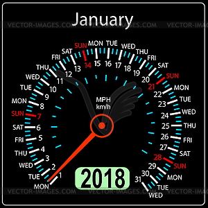 Год 2018 календарный спидометр автомобиля в концепции. - векторный графический клипарт
