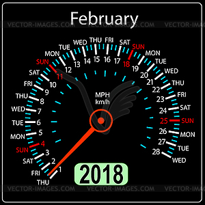 Год 2018 календарный спидометр автомобиля в концепции - клипарт
